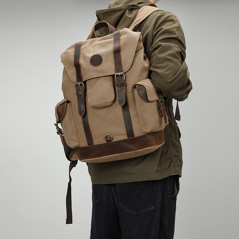 Canvas Backpack Casual - الرجعية الرجال في الهواء الطلق ركوب