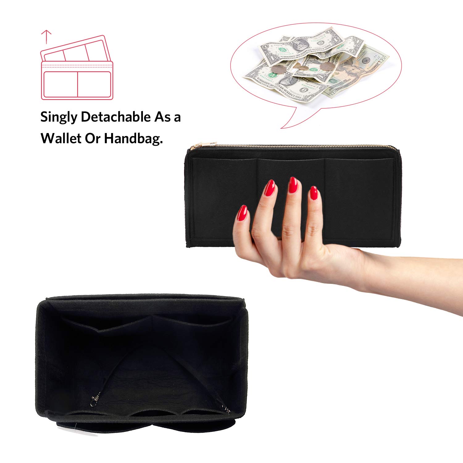 إدراج منظم محفظة اللباد - مقسم - مراجعة Backpack Insert Organizer وسعره